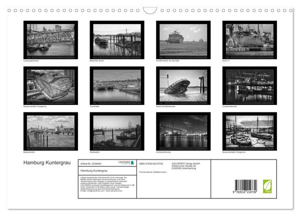 Produktbild: Hamburg Kuntergrau (Wandkalender 2026 DIN A3 quer), CALVENDO Monatskalender