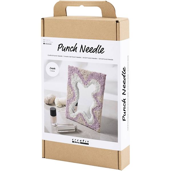 Produktbild: Creativ Company DIY Sets Sticken & Nadelstanzen Kreativ Set Punch Needle, Pastellfarben, Spiegel, Kreativ Box