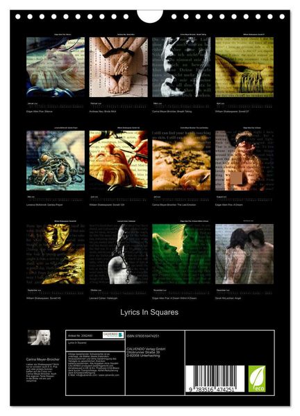 Produktbild: Lyrics In Squares (Wandkalender 2026 DIN A4 hoch), CALVENDO Monatskalender