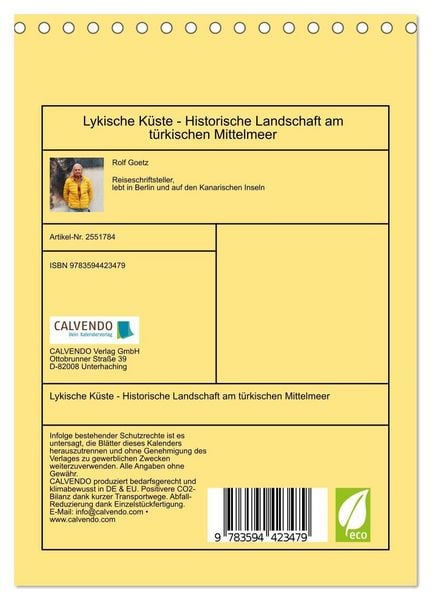 Produktbild: Lykische K&uuml;ste - Historische Landschaft am t&uuml;rkischen Mittelmeer (Tischkalender 2027 DIN A5 hoch), CALVENDO Monatskalender