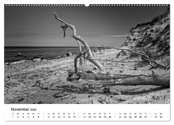 Produktbild: Ostseebad Zingst - Impressionen in Schwarz-Wei&szlig; (Wandkalender 2026 DIN A2 quer), CALVENDO Monatskalender