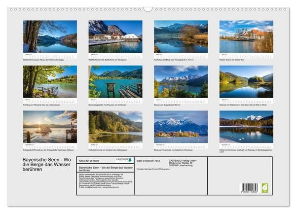 Produktbild: Bayerische Seen - Wo die Berge das Wasser ber&uuml;hren (Wandkalender 2027 DIN A2 quer), CALVENDO Monatskalender