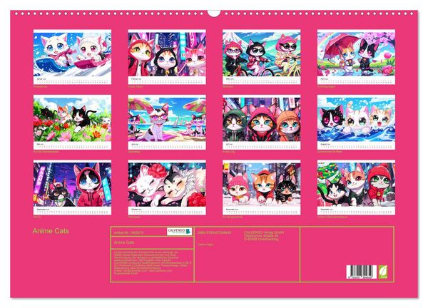 Produktbild: Anime Cats (Wandkalender 2026 DIN A2 quer), CALVENDO Monatskalender