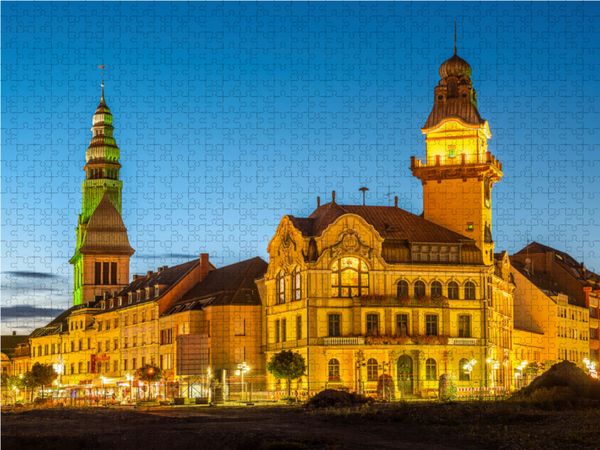 Produktbild: CALVENDO Puzzle Hilmar Buchmann - Blick auf das Alte Rathaus und die Eligiuskirche in V&ouml;lklingen. | 1000 Teile Lege-Gr&ouml;&szlig;e 64x48cm Foto-Puzzle f&uuml;r gl&uuml;c
