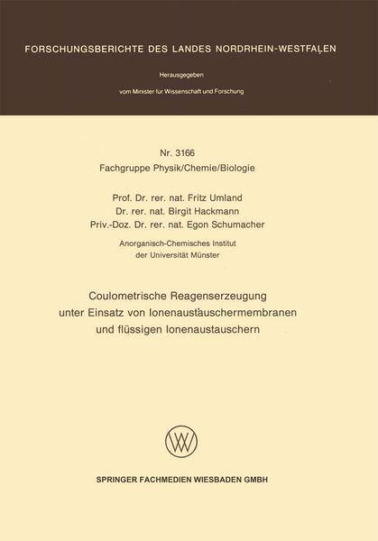 Produktbild: Coulometrische Reagenserzeugung unter Einsatz von Ionenaustauschermembranen und fl&uuml;ssigen Ionenaustauschern