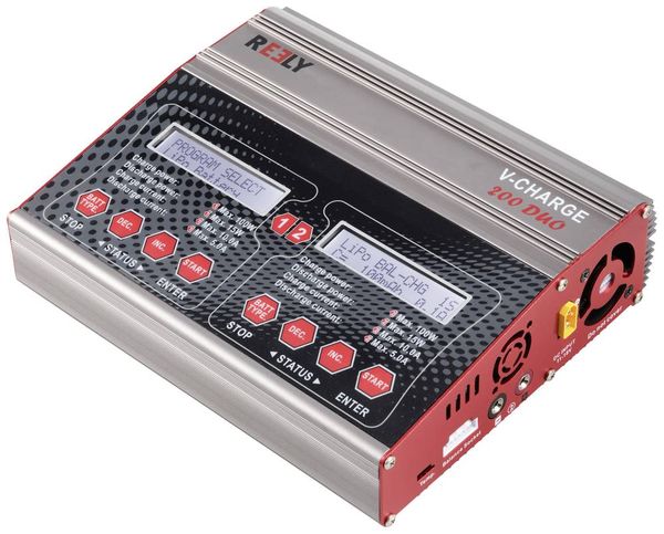 Reely V-Charge 200 Duo Modellbau-Multifunktionsladegerät 12 V, 230 V 10 A NiMH, LiPo, LiIon, LiHV, Blei-Calcium, Blei-Säure