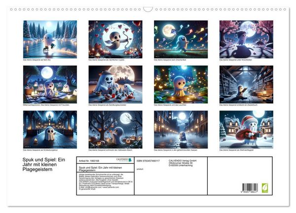 Produktbild: Spuk und Spiel: Ein Jahr mit kleinen Plagegeistern (Wandkalender 2026 DIN A2 quer), CALVENDO Monatskalender