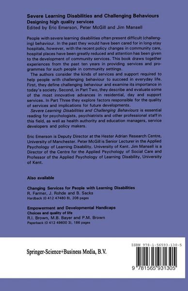 Produktbild: Severe Learning Disabilities and Challenging Behaviours