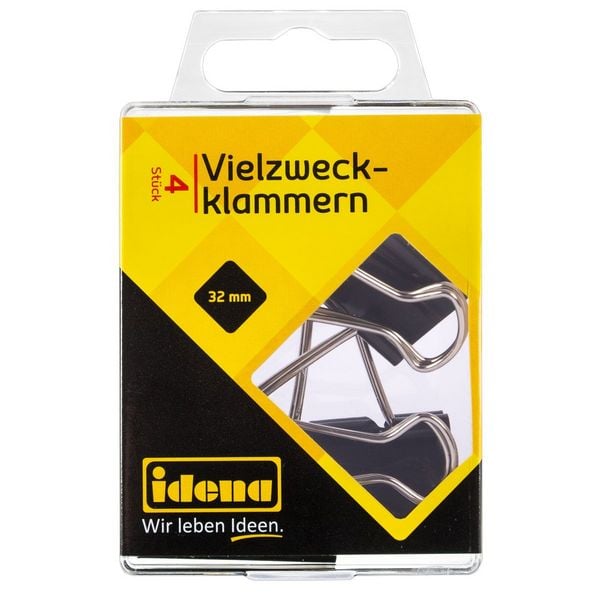 Produktbild: Idena Vielzweckklammern schwarz 32mm 4 St&uuml;ck H&auml;ngebox