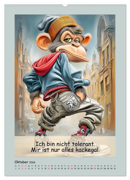 Produktbild: Affengeil. Humor aus dem Gro&szlig;stadtdschungel (hochwertiger Premium Wandkalender 2026 DIN A2 hoch), Kunstdruck in Hochglanz