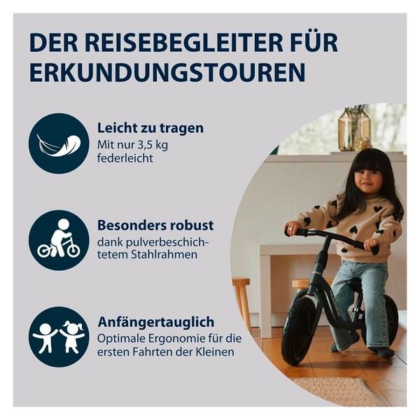Produktbild: HUDORA 10923 - Laufrad Cruisy 10 shadow, für Kinder von 73-100 cm, Sitzhöhe: 24-31,5 cm