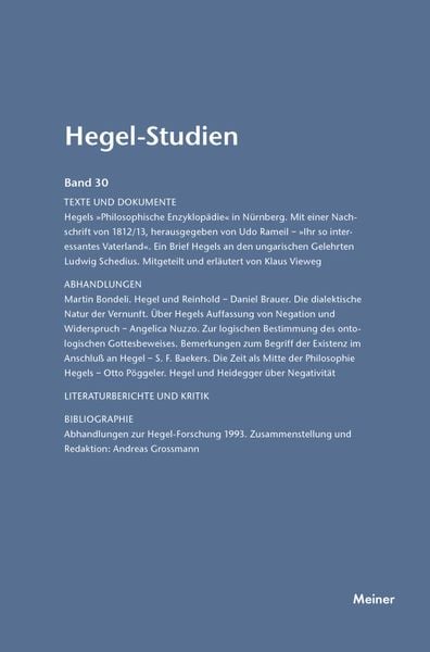 Produktbild: Hegel-Studien Band 30