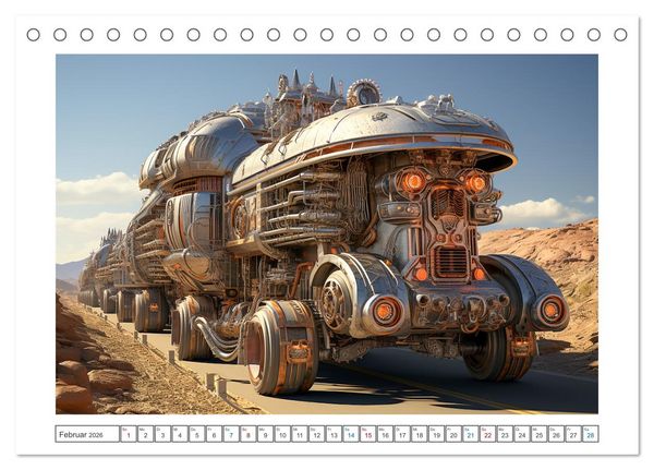 Produktbild: Steampunk Vehicles (Tischkalender 2026 DIN A5 quer), CALVENDO Monatskalender