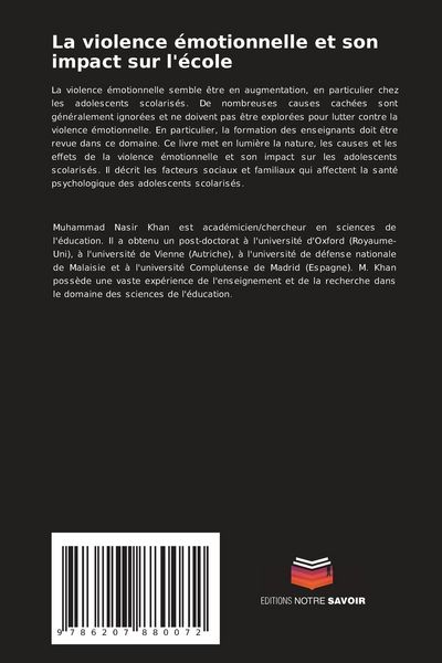 Produktbild: La violence &eacute;motionnelle et son impact sur l'&eacute;cole