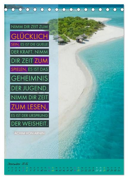 Produktbild: Aktiviere deine Gelassenheit Weisheiten und Zitate (Tischkalender 2026 DIN A5 hoch), CALVENDO Monatskalender