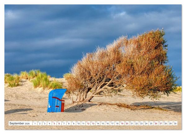 Produktbild: Strandk&ouml;rbe &ndash; Licht. Stille. Nordsee Borkum 2026 (Wandkalender 2026 DIN A2 quer), CALVENDO Monatskalender