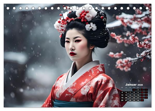 Produktbild: Geishas Portraits von japanischen Gastgeberinnen inspiriert (Tischkalender 2026 DIN A5 quer), CALVENDO Monatskalender