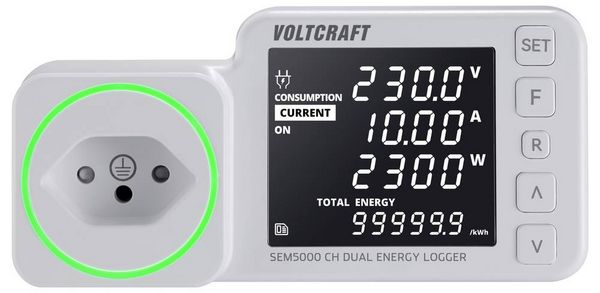 Produktbild: VOLTCRAFT SEM5000 CH DUAL Energiekosten-Messger&auml;t Kostenprognose, Alarmfunktion, Stromtarif einstellbar, Datenloggerfunktion