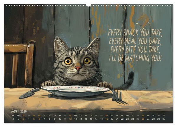 Produktbild: Samtpfotenspr&uuml;che (hochwertiger Premium Wandkalender 2026 DIN A2 quer), Kunstdruck in Hochglanz