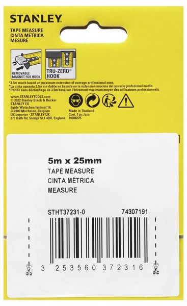 Produktbild: Taschenrollbandma&szlig; Compact Pro L.5m B.25mm EG II (&plusmn; 0,5 mm/m) STANLEY