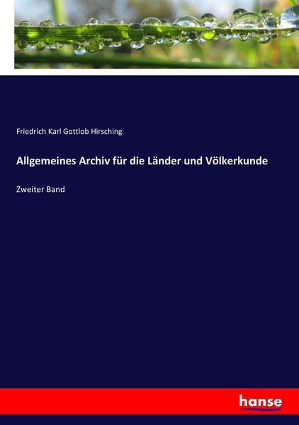 Produktbild: Allgemeines Archiv f&uuml;r die L&auml;nder und V&ouml;lkerkunde