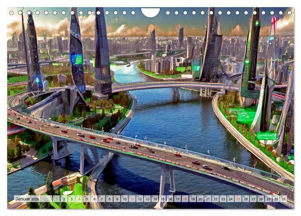 Produktbild: Stadtarchitektur, futuristisch-fantastisch (Wandkalender 2026 DIN A4 quer), CALVENDO Monatskalender
