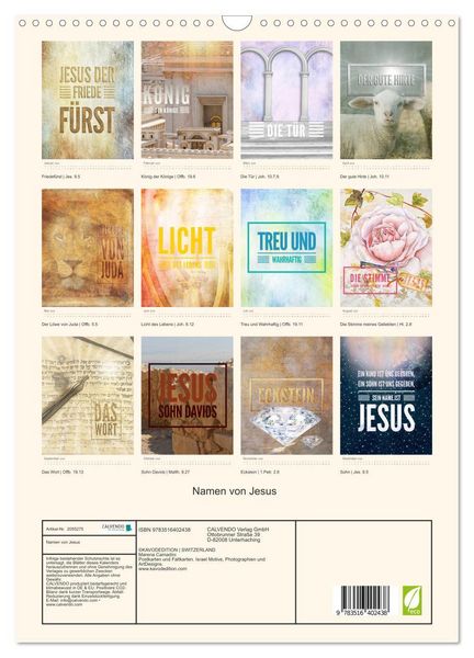 Produktbild: Namen von Jesus (Wandkalender 2026 DIN A3 hoch), CALVENDO Monatskalender