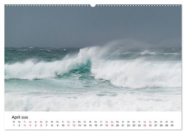 Produktbild: Naturschauspiel Wellen (hochwertiger Premium Wandkalender 2026 DIN A2 quer), Kunstdruck in Hochglanz