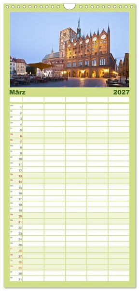 Produktbild: Familienplaner 2027 - Stralsund - Momente einer Reise mit 5 Spalten (Wandkalender, 21 x 45 cm) CALVENDO