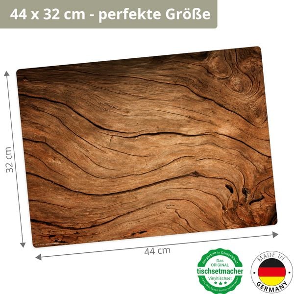 Produktbild: Tischsetmacher Tischsets Rustikales Holz Landhausromantik, aus hochwertigem Vinyl (4 St&uuml;ck), 44 x 32 cm