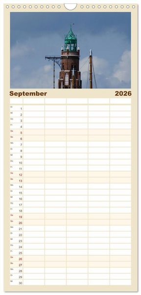 Produktbild: Familienplaner 2026 - An der Nordsee mit 5 Spalten (Wandkalender, 21 x 45 cm) CALVENDO