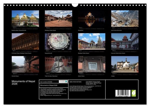 Produktbild: Monuments of Nepal 2026 (Wall Calendar 2026 DIN A3 landscape), CALVENDO 12 Month Wall Calendar