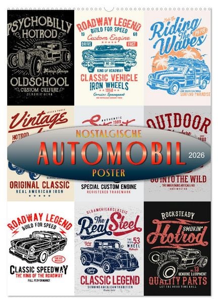 Produktbild: Automobile - nostalgische Poster (Wandkalender 2026 DIN A2 hoch), CALVENDO Monatskalender