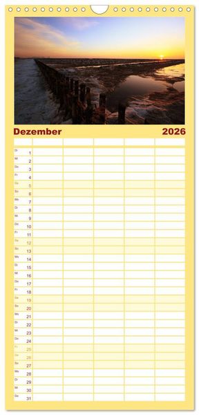 Produktbild: Familienplaner 2026 - Nordseebad Wremen - Strandimpressionen mit 5 Spalten (Wandkalender, 21 x 45 cm) CALVENDO