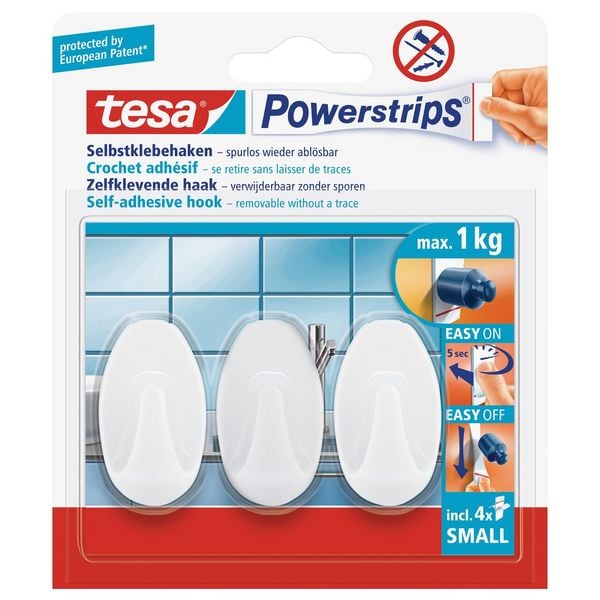 TESA Powerstrips Haken Small, weiss oval