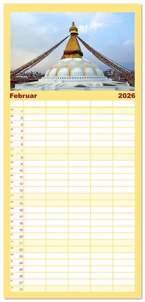 Produktbild: Familienplaner 2026 - KATHMANDU, Nepals Hauptstadt mit 5 Spalten (Wandkalender, 21 x 45 cm) CALVENDO