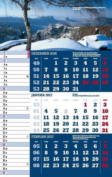 Produktbild: Drei-Monatskalender Sachsen 2027