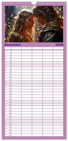 Produktbild: Familienplaner 2026 - Verzaubert von Magie und Romantik mit 5 Spalten (Wandkalender, 21 x 45 cm) CALVENDO
