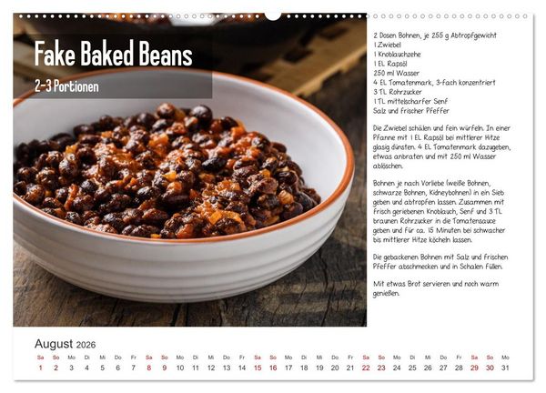 Produktbild: Fleischlos gl&uuml;cklich - 12 Foodfotos mit leckeren Rezepten (hochwertiger Premium Wandkalender 2026 DIN A2 quer), Kunstdruck in Hochglanz