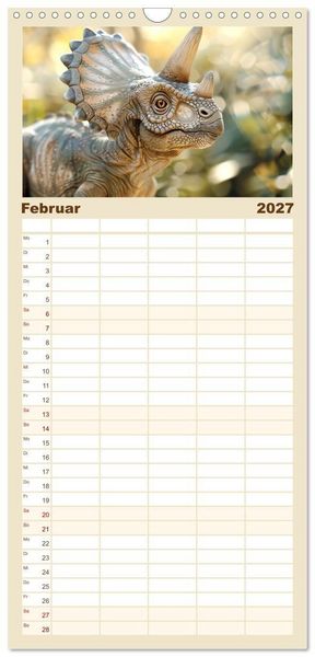 Produktbild: Familienplaner 2027 - Dino-Babys mit 5 Spalten (Wandkalender, 21 x 45 cm) CALVENDO