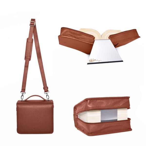 Produktbild: HabersackSKIN Tasche PURO aus Nappaleder in Gr. XL in Cognac mit Tragegurt & Buchst&uuml;tze