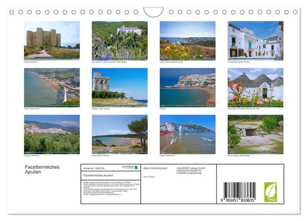 Produktbild: Facettenreiches Apulien (Wandkalender 2026 DIN A4 quer), CALVENDO Monatskalender