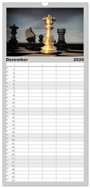 Produktbild: Familienplaner 2026 - SCHACH - Spiel der K&ouml;nige mit 5 Spalten (Wandkalender, 21 x 45 cm) CALVENDO