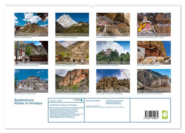 Produktbild: Buddhistische Kl&ouml;ster im Himalaya (hochwertiger Premium Wandkalender 2026 DIN A2 quer), Kunstdruck in Hochglanz