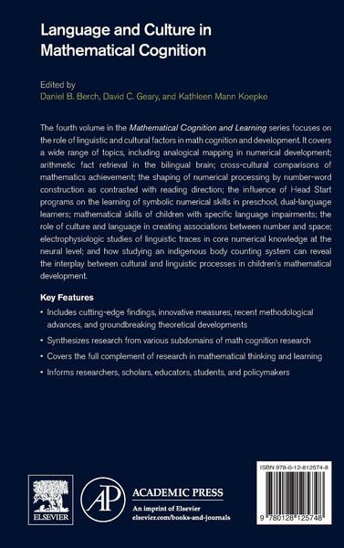 Produktbild: Language and Culture in Mathematical Cognition