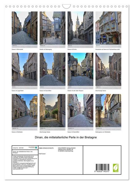 Produktbild: Dinan, die mittelalterliche Perle in der Bretagne (Wandkalender 2026 DIN A3 hoch), CALVENDO Monatskalender