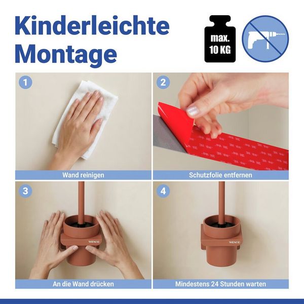 Produktbild: Turbo-Loc&reg; WC-Garnitur Mod. Lizan Braun, mit Silikon-B&uuml;rstenkopf, Befestigen ohne Bohren