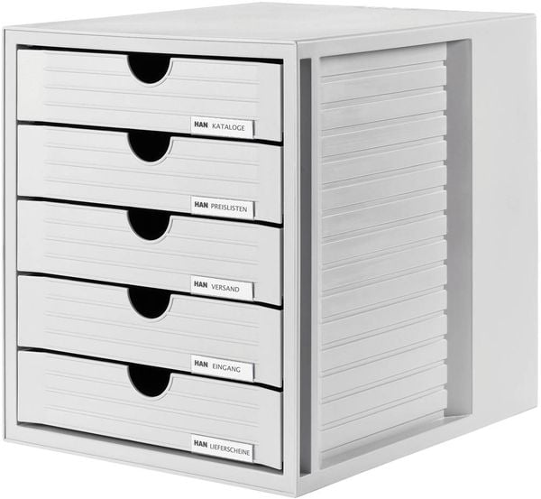 HAN Systembox 1450-11 Schubladenbox Lichtgrau DIN A4, DIN C4 Anzahl der Schubfächer: 5