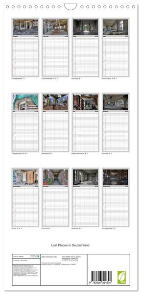 Produktbild: Familienplaner 2026 - Lost Places in Deutschland mit 5 Spalten (Wandkalender, 21 x 45 cm) CALVENDO