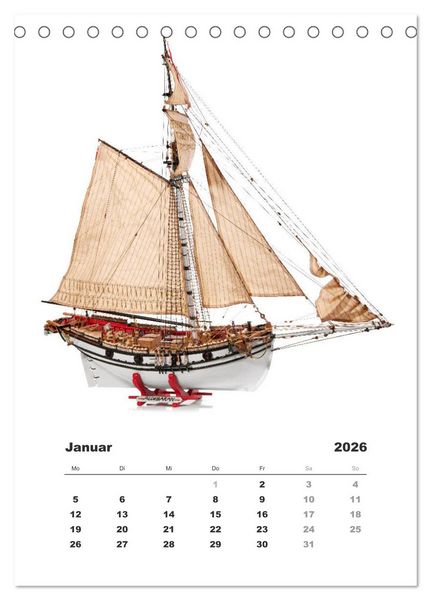 Produktbild: Historische Segelschiffe - Modellbau (Tischkalender 2026 DIN A5 hoch), CALVENDO Monatskalender
